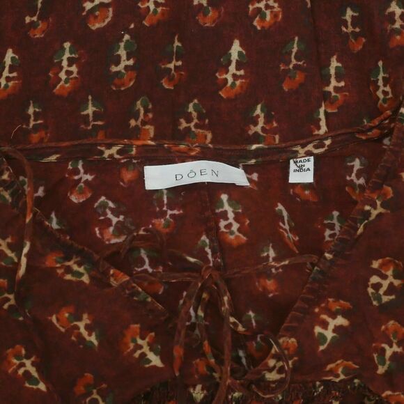 Doen Collection Petunia Happy Flower Block Print Blouse Top Peasant S New 275541 - Picture 10 of 10